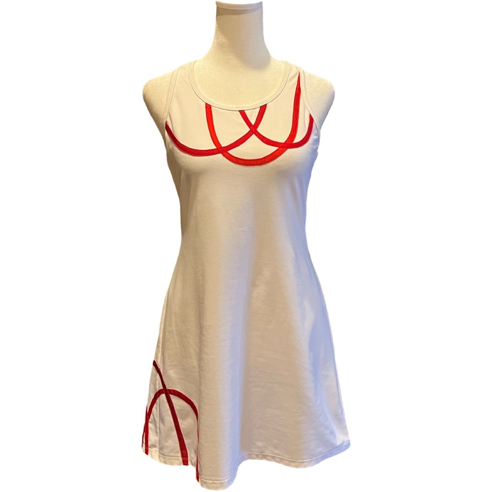Eliza Audley White and Red Sleeveless Athletic/Tennis Dress